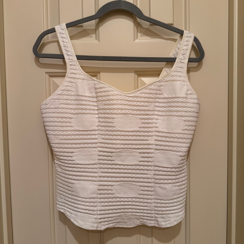 Joseph Ribkoff Tank Top Women 12 White Textured V-Neck Sleeveless Built in Bra